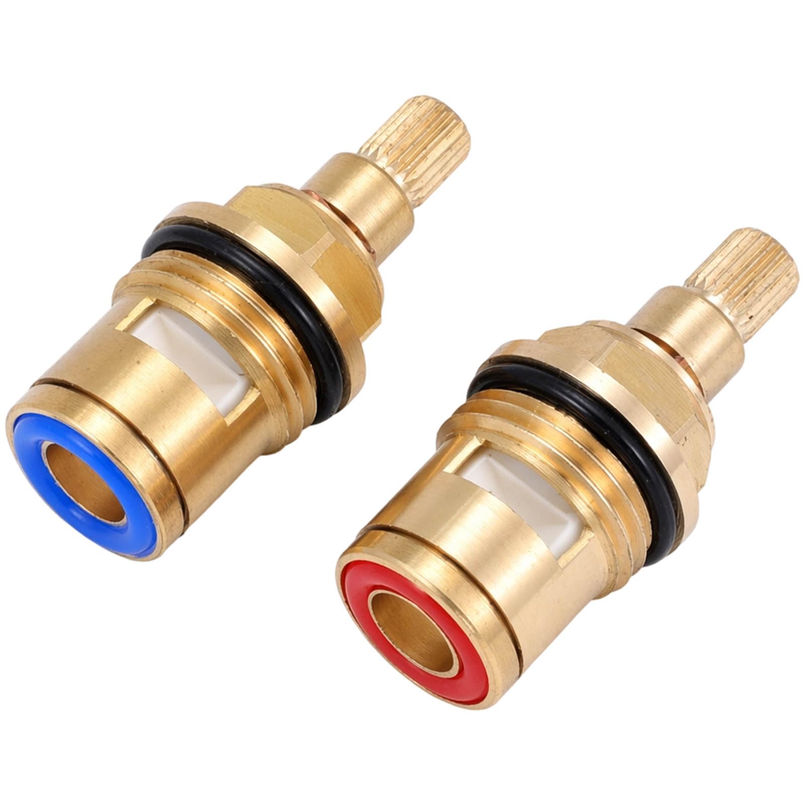 Tap Cartridge Replacement, Mixer Tap Cartridge, 2PCS Valve Replacement for Kitchen and Bathroom Full Hot and Cold Water Faucet Inserts with Red and Blue Handles