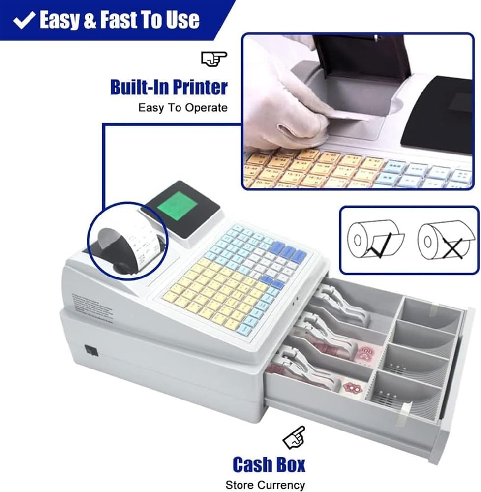 Caisse enregistreuse électronique avec Clavier 81 Touches et tiroir-Caisse 12 V, système de Point de Vente électronique, Caisse enregistreuse à Affichage LED, système de Point de Vente au détail
