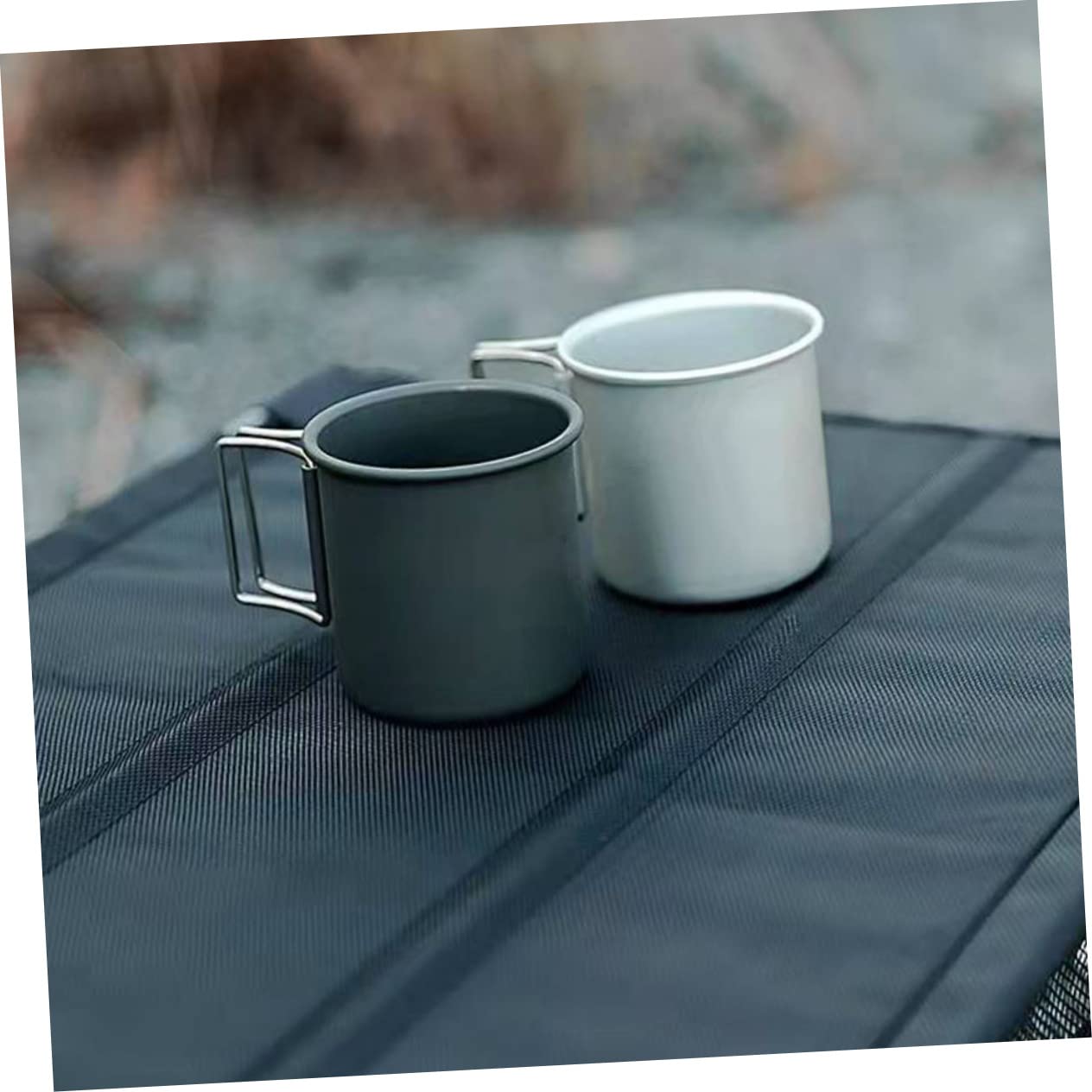 KOMBIUDA 4 Stücke Elegante Tragbare Wasser Tasse Aluminium Legierung Camping Tasse Klapp Griff Für Wandern