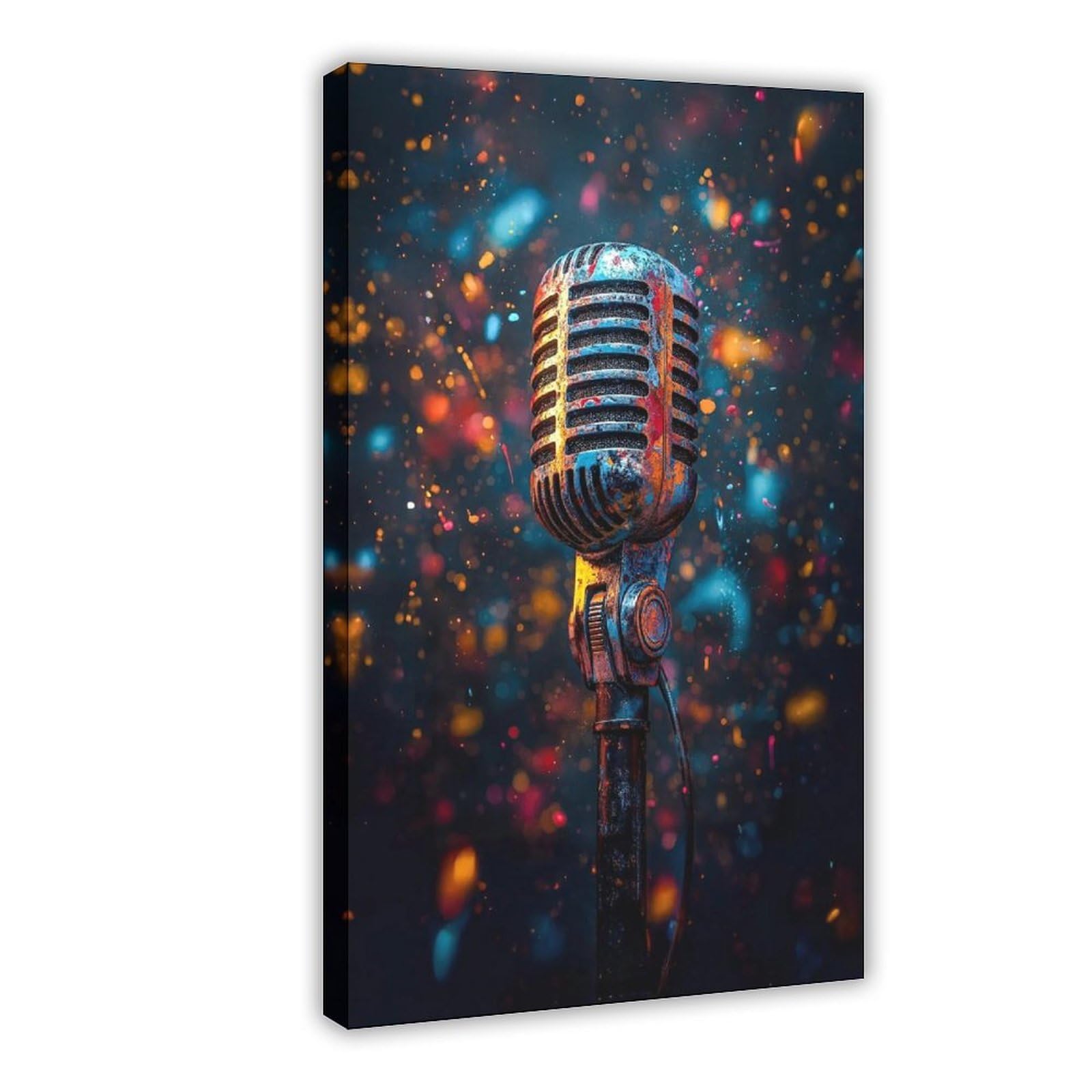 Bareronor Microphone Graffiti Canvas Poster for Dorm Room Decor Gift