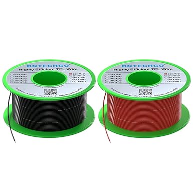 BNTECHGO 22AWG FEP Teflon Coated Tin-Plated Copper Wire in 2 Color Each 50ft has a Temperature Rating of -65 to 200°C FEP Teflon Wire is Suitable for Applications Requiring High-Temperature Resistance