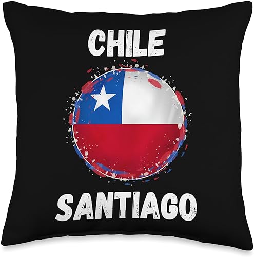 Chile Santiago Retro Vintage Chilean Flag Santiago Chile Retro Vintage - Almohada de recuerdo de la bandera chilena, 16 x 16 pulgadas, multicolor