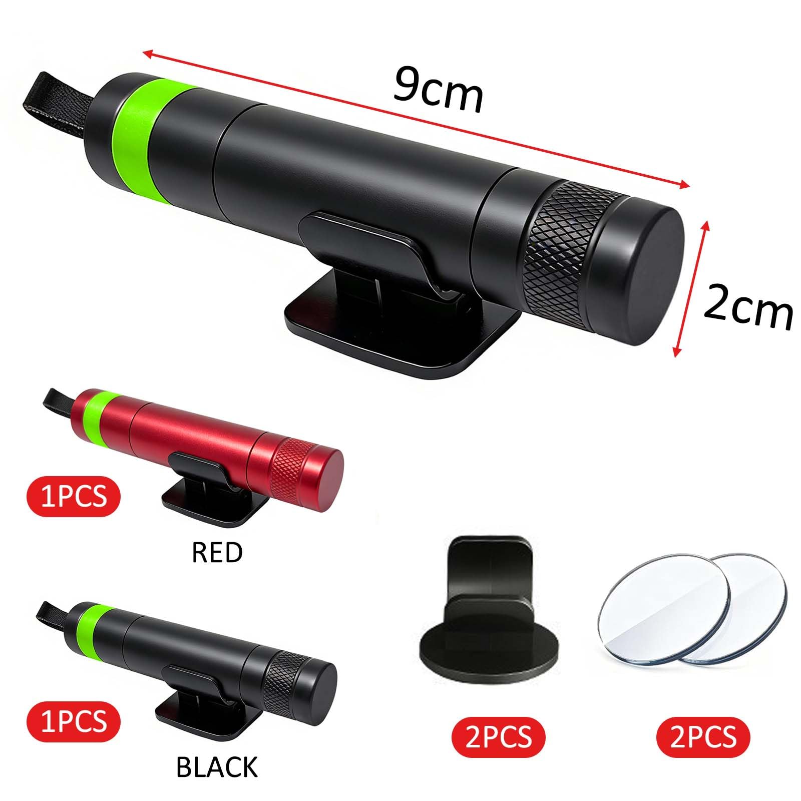 2 Piezas 2 en 1 Rompe Cristales y Cinturones, Martillo Rompe Cristales Coche | Martillo Rescue con Anillo Luminoso, Corta Cinturones Rompe Cristales, Accessories para Emergencia Coche