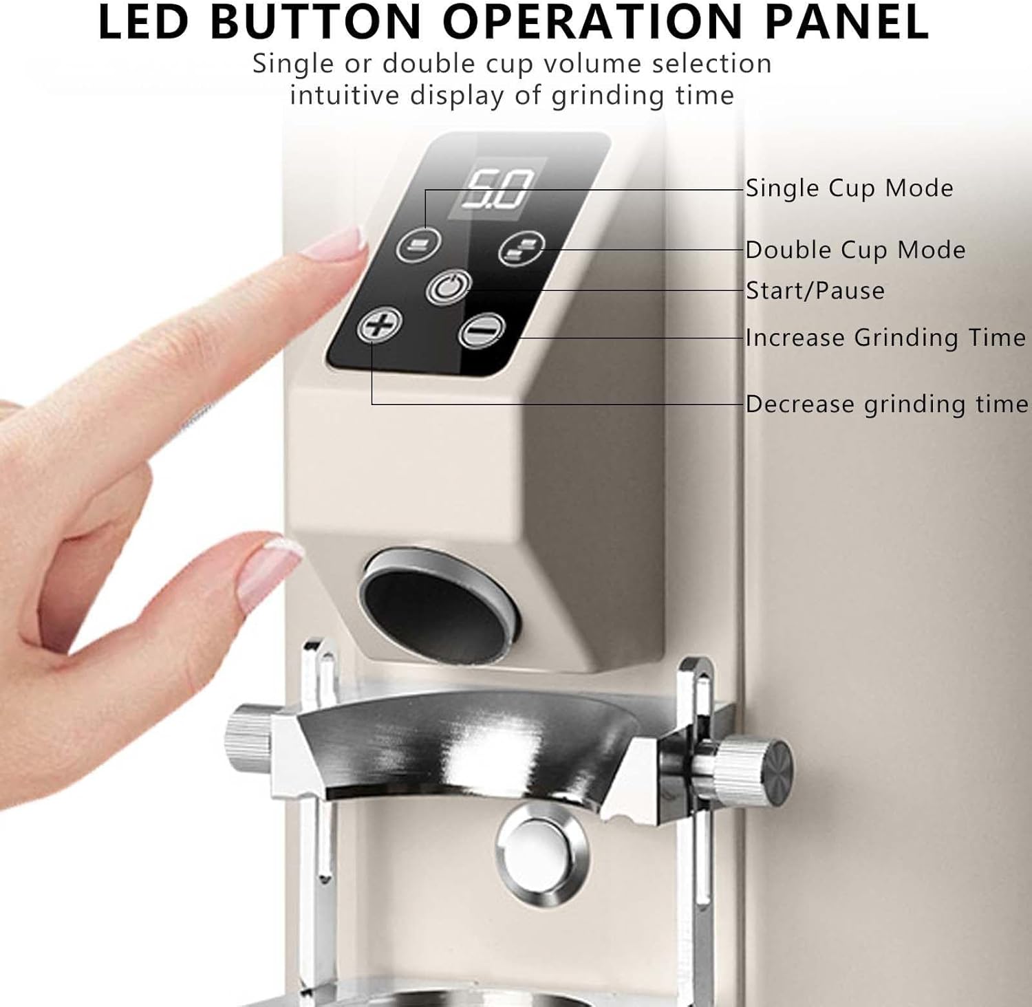 Professional Espresso Coffee Bean Grinding Machine, Coffee Grinders for Home Use with LED Control Panel, 9 Precise Settings(Black)
