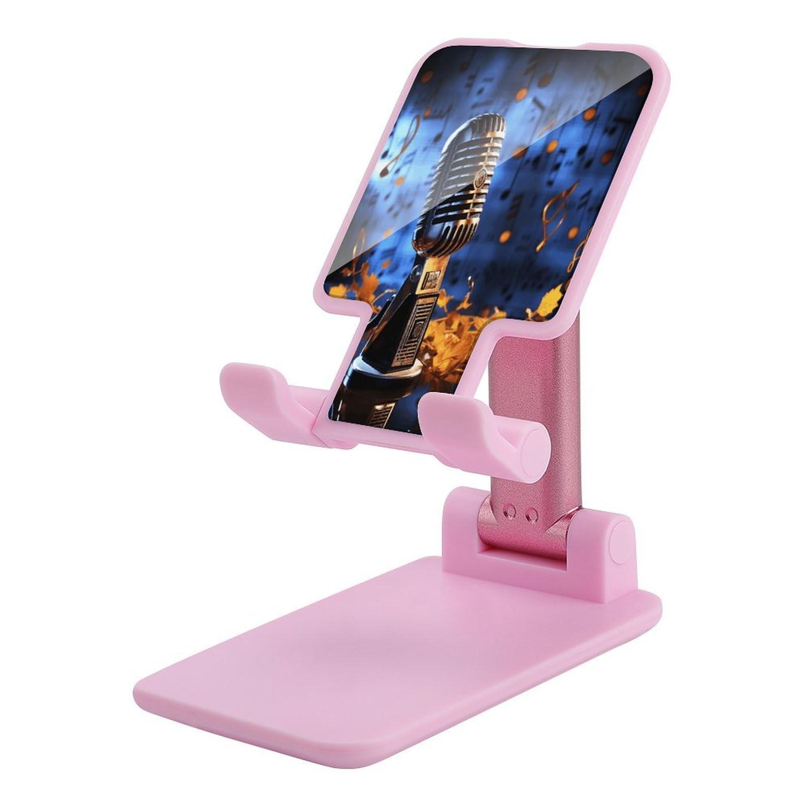 Support téléphone pliable réglable pour bureau et pied microphone compatible iPhone Android