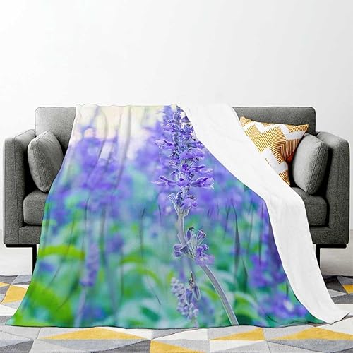 Miniatura 2 de Mantas y mantas navideñas de flores de lavanda púrpura para sofá, decoración acogedora de habitación, 60 x 70 pulgadas