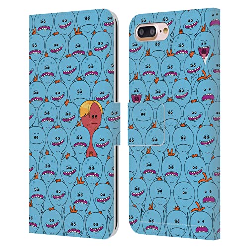 Head Case Designs Officially Licensed Rick And Morty Mr. Meeseeks Pattern Season 4 Graphics Leather Wallet Case Compatible With Apple iPhone 7 Plus/iPhone 8 Plus
