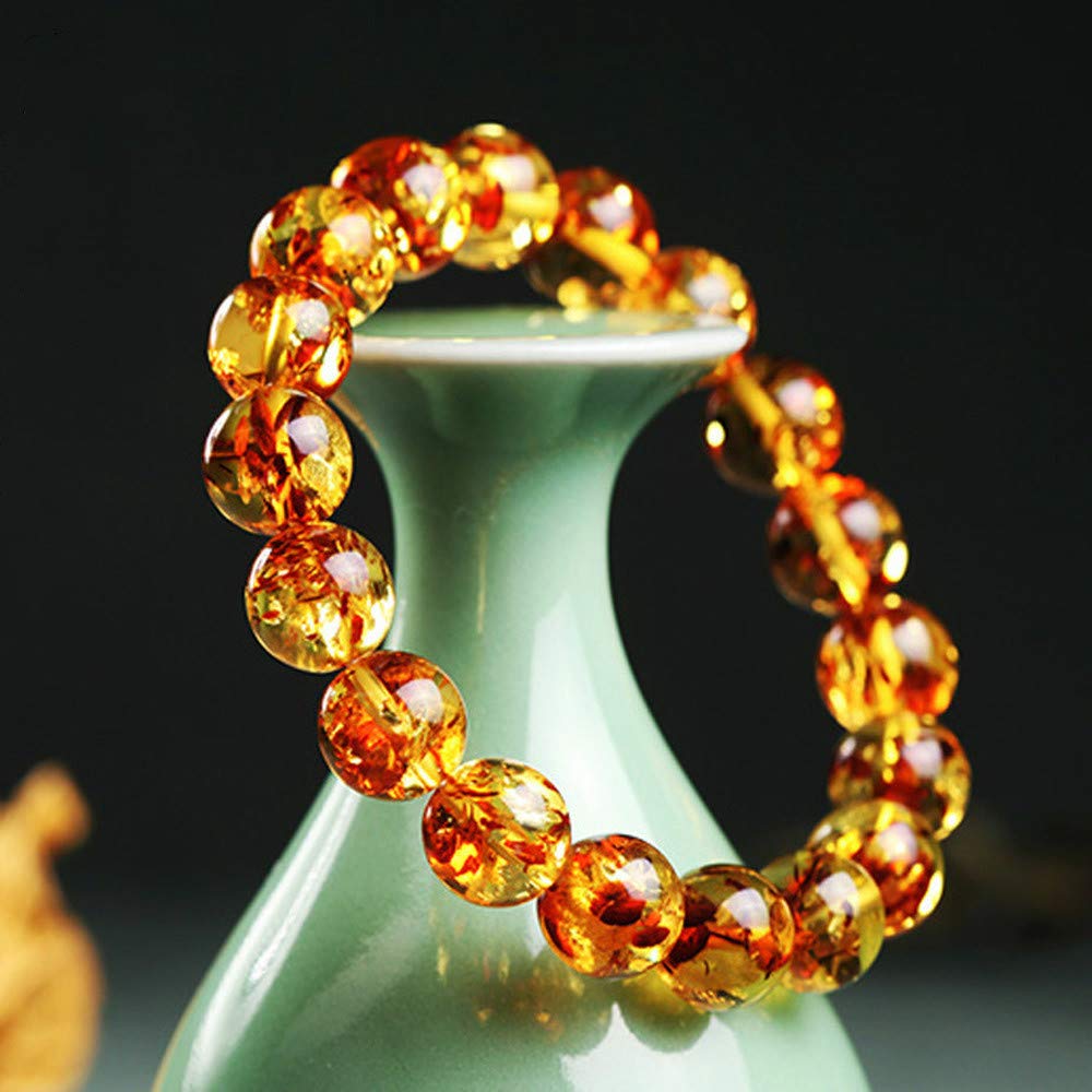 Bracelet En Ambre Naturel Véritable – 4 Fils élastique Sans Fermoir – Longueur 20cm Unisexe
