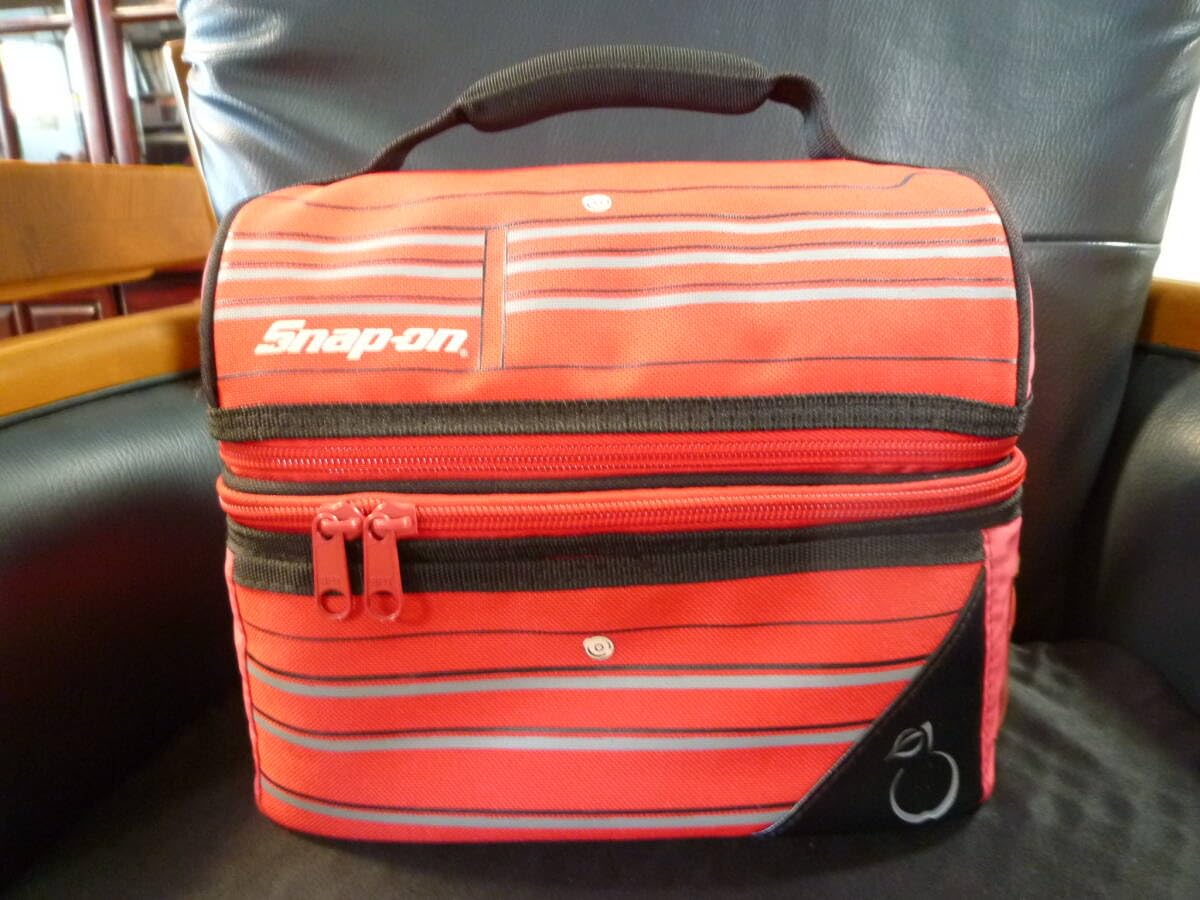 Snap-on 赤 ストライプ ランチバッグ Snap-on 赤 ストライプ ランチバッグ Snap-on 赤 ストライプ ランチバッグ
