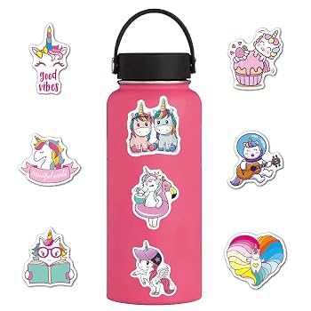 50PCS Unicorn Waterproof Stickers - Cute Aesthetic Decals For Water Bottles, Laptops, Skateboards