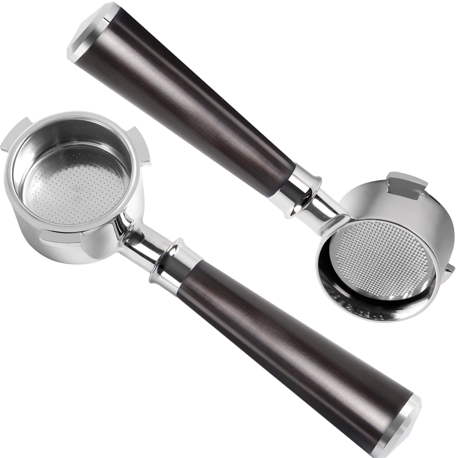 Upgraded 54mm Bottomless Portafilter 3 Ears with Filter Basket, Stainless Steel 54mm Portafilter Bottomless with Rosewood Handle, Breville 8 series BES870/880 Replacement Espresso Machine Accessorieâ€¦