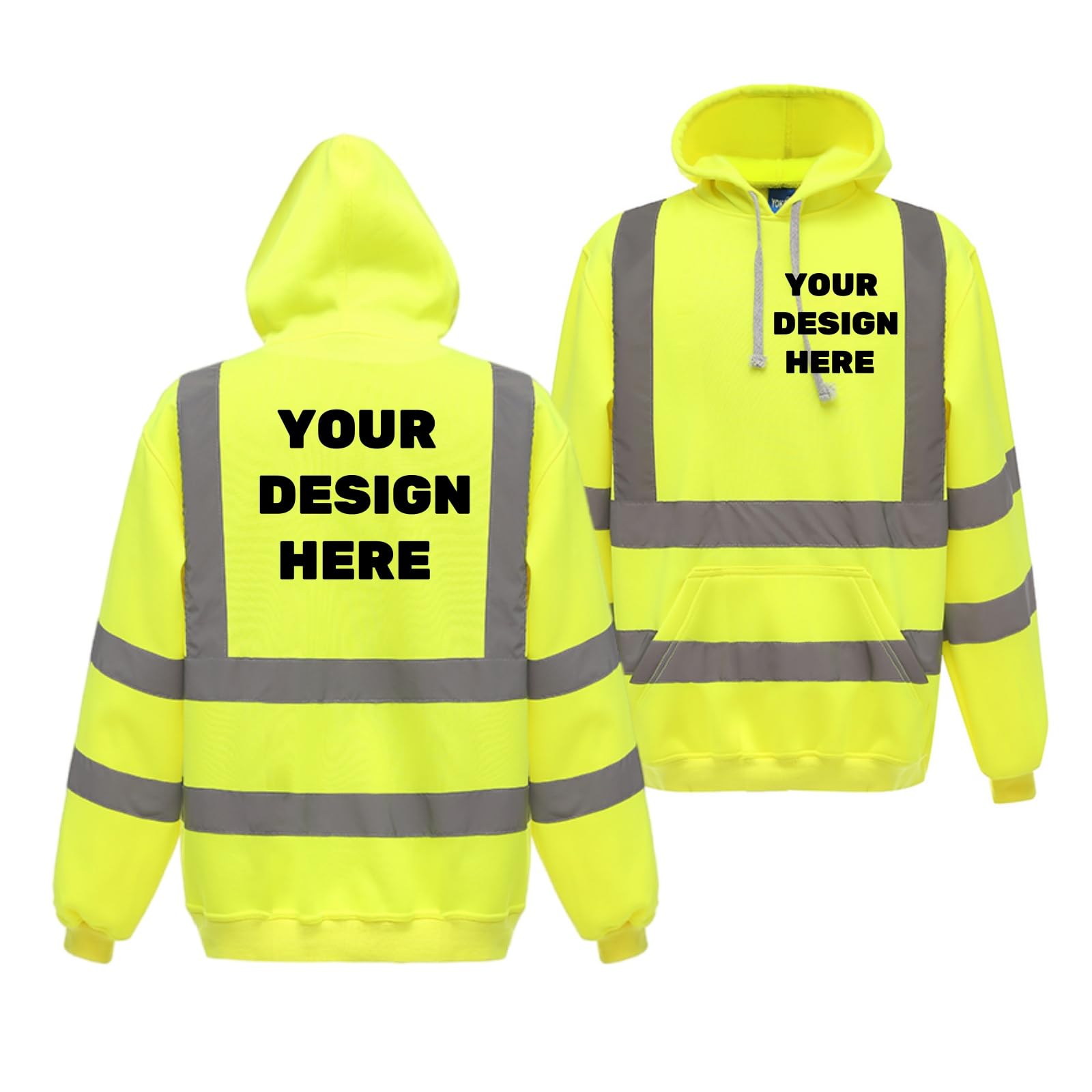 BIJUNDENG Custom Hi Vis Safety Hoodie Jacket Reflective Fleece Hoodies Sweatshirt Pullover Construction Workwear