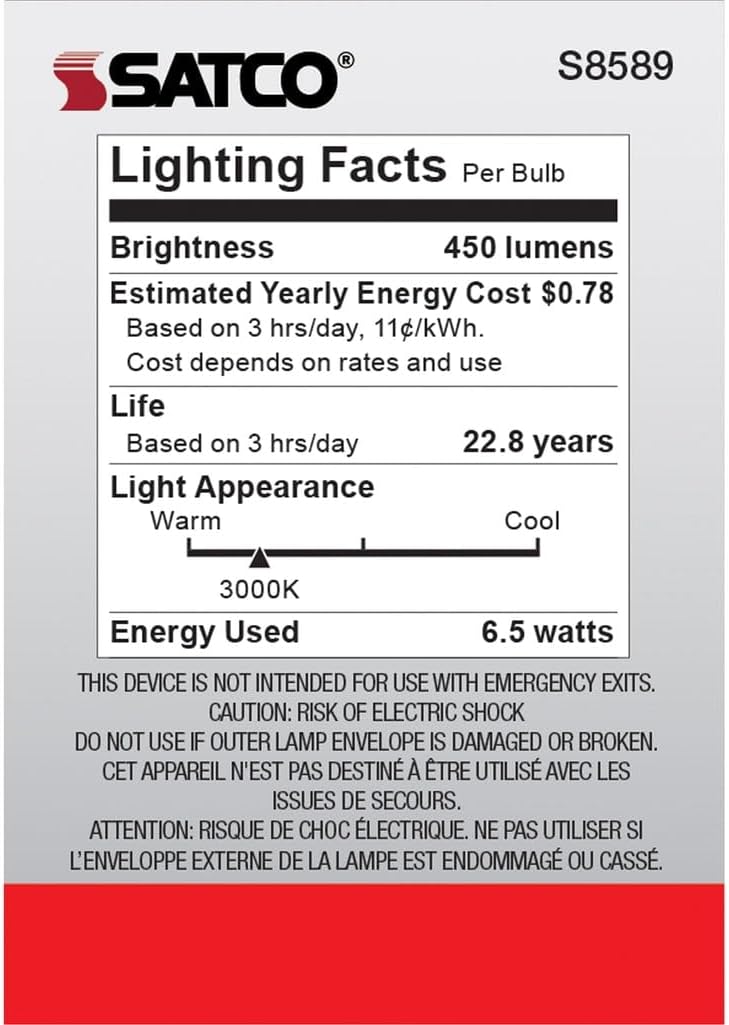 Satco 48 Pack S9383 6.5 Watt Dimmable 3000K Warm White LED MR16 Light Bulb - GU10 Base (50w Equivalent)