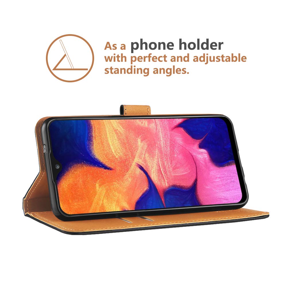 Hianjoo Etui na telefon kompatybilne z Samsung Galaxy A10, [skóra premium] portfel karty z klapką pokrowiec zamiennik do Samsung Galaxy A10 - czarne