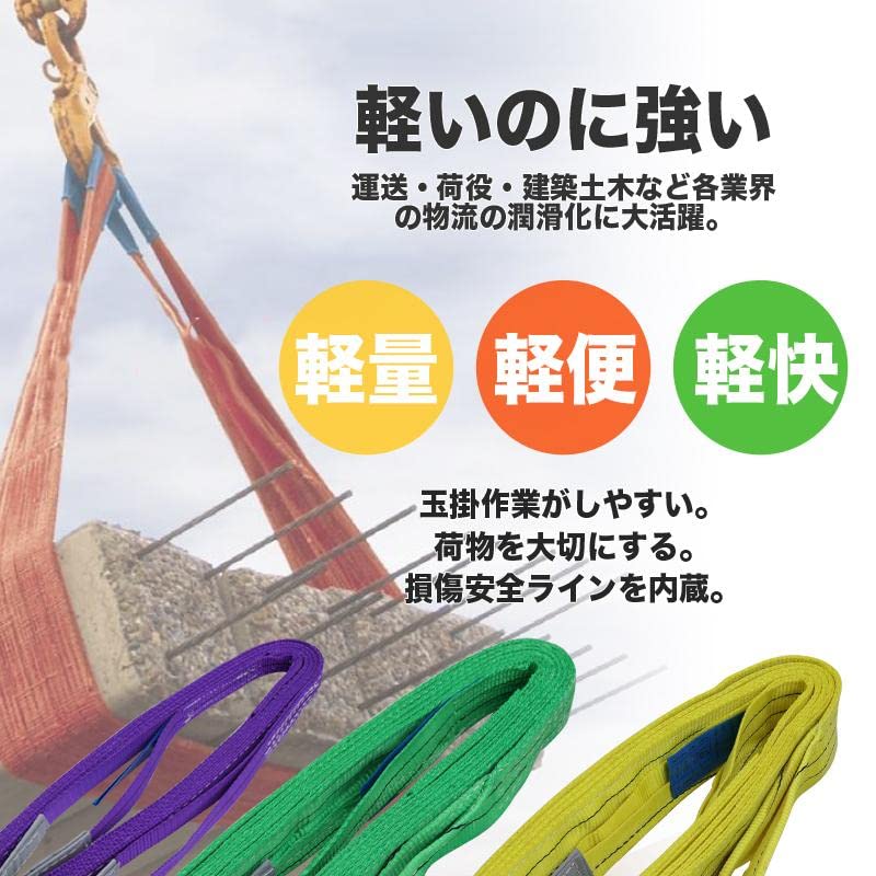 Amazon.co.jp: スリングベルト 2t 4本セット ナイロンスリング 5m 耐 