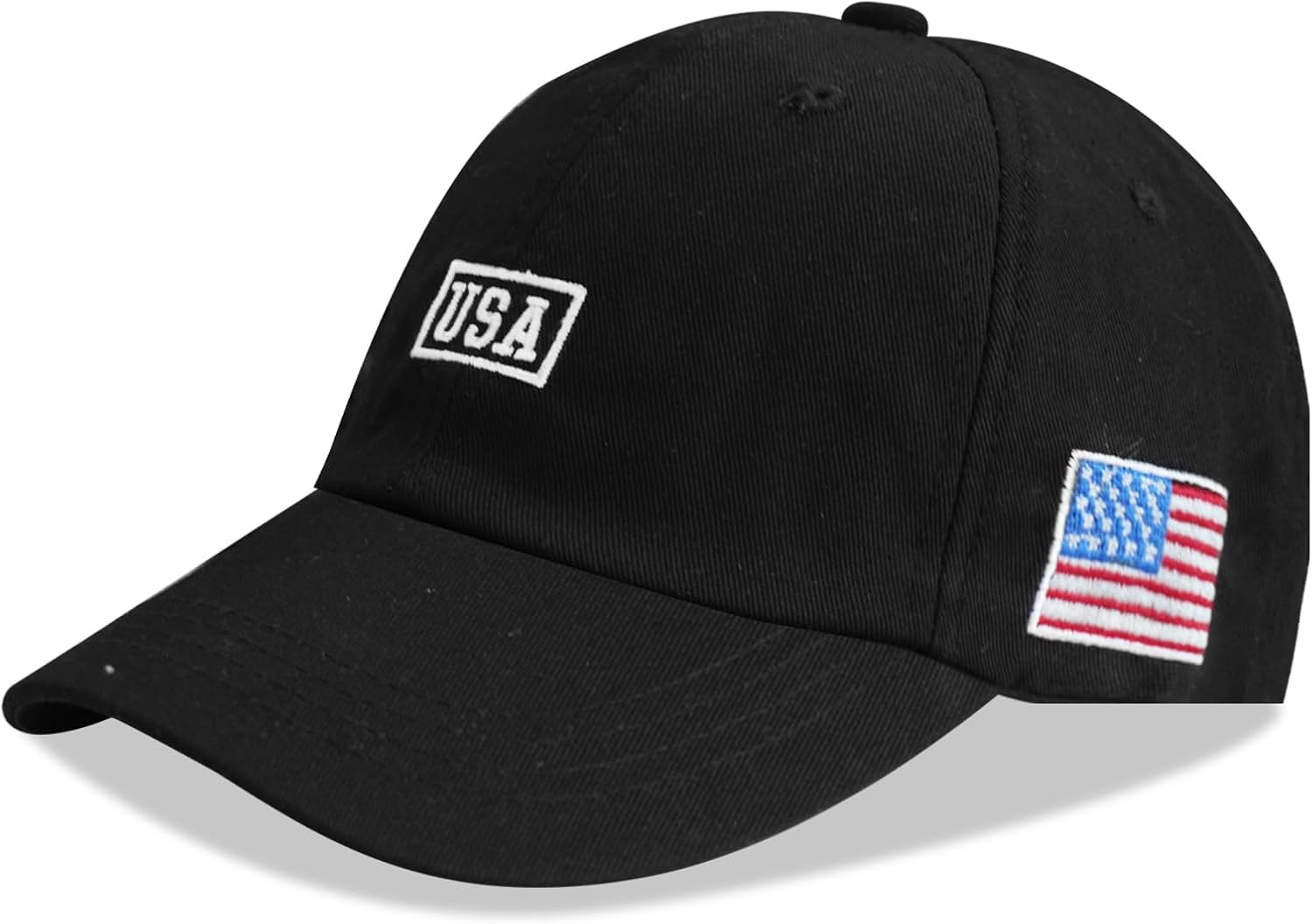 American Flag Patriotic Baseball Cap | Embroidered USA Flag 100% Cotton Adjustable Hat for Men & Women - Image 2