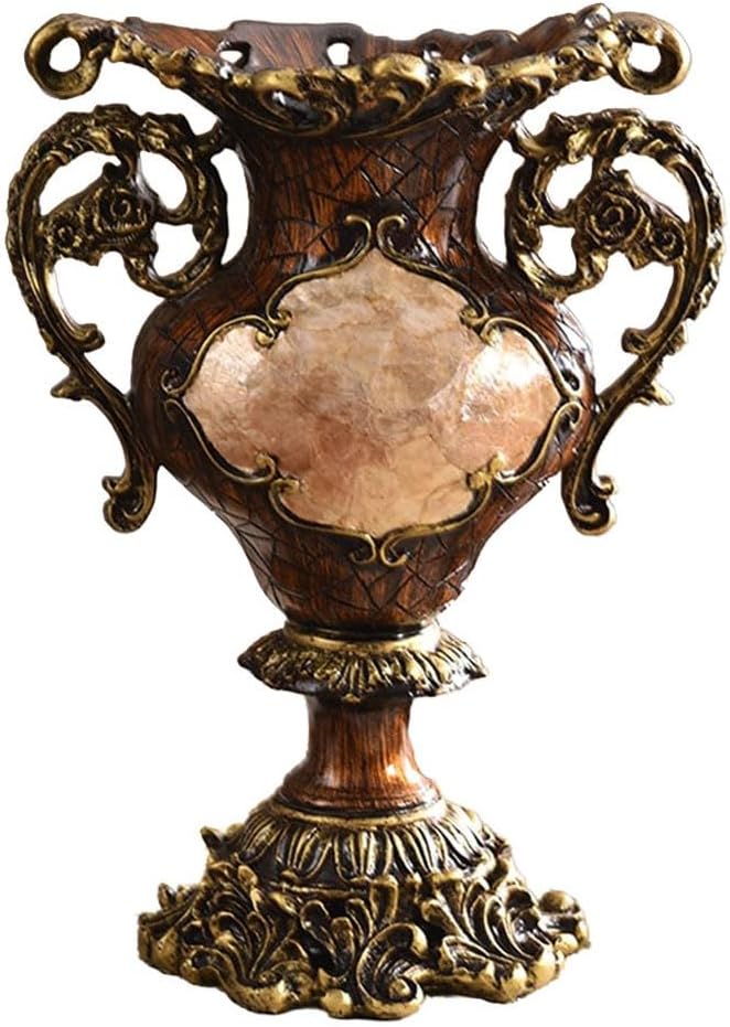 Elegant Large Flower Vases Table Centerpiece for Kitchen Dining Living Room Home Decor, European Retro Tall Big Retro Resin Flowers Chinese Vases for Bedroom Decorations, 15.3X 7.4in