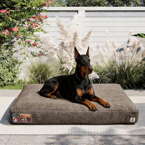 Sytopia 42 Inch Indestructible Durable Dog Beds for Extra Large Dogs Chew Proof Waterproof Pet Crate Pad with Machine Washable Removable Cover Great for Indoor Outdoor Crate Patio Use Brown