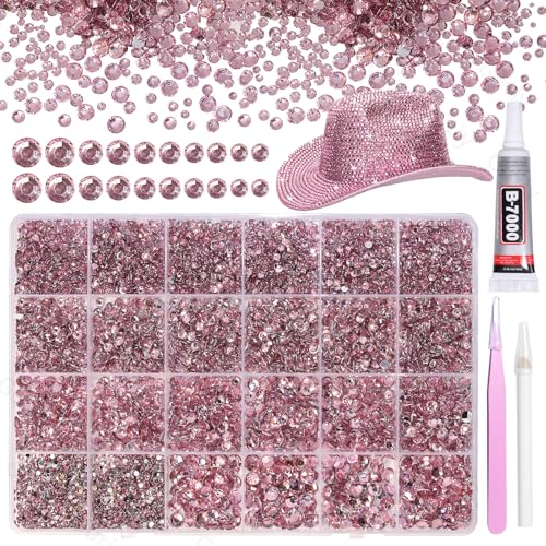 21000Pcs Pink Rhinestones for Bedazzling Kit Mix Sizes Jelly Bedazzling Resin Gems Pink Gems Bedazzling for Crafting Flatback Resin Rhinestones for Craft DIY Face Makeup