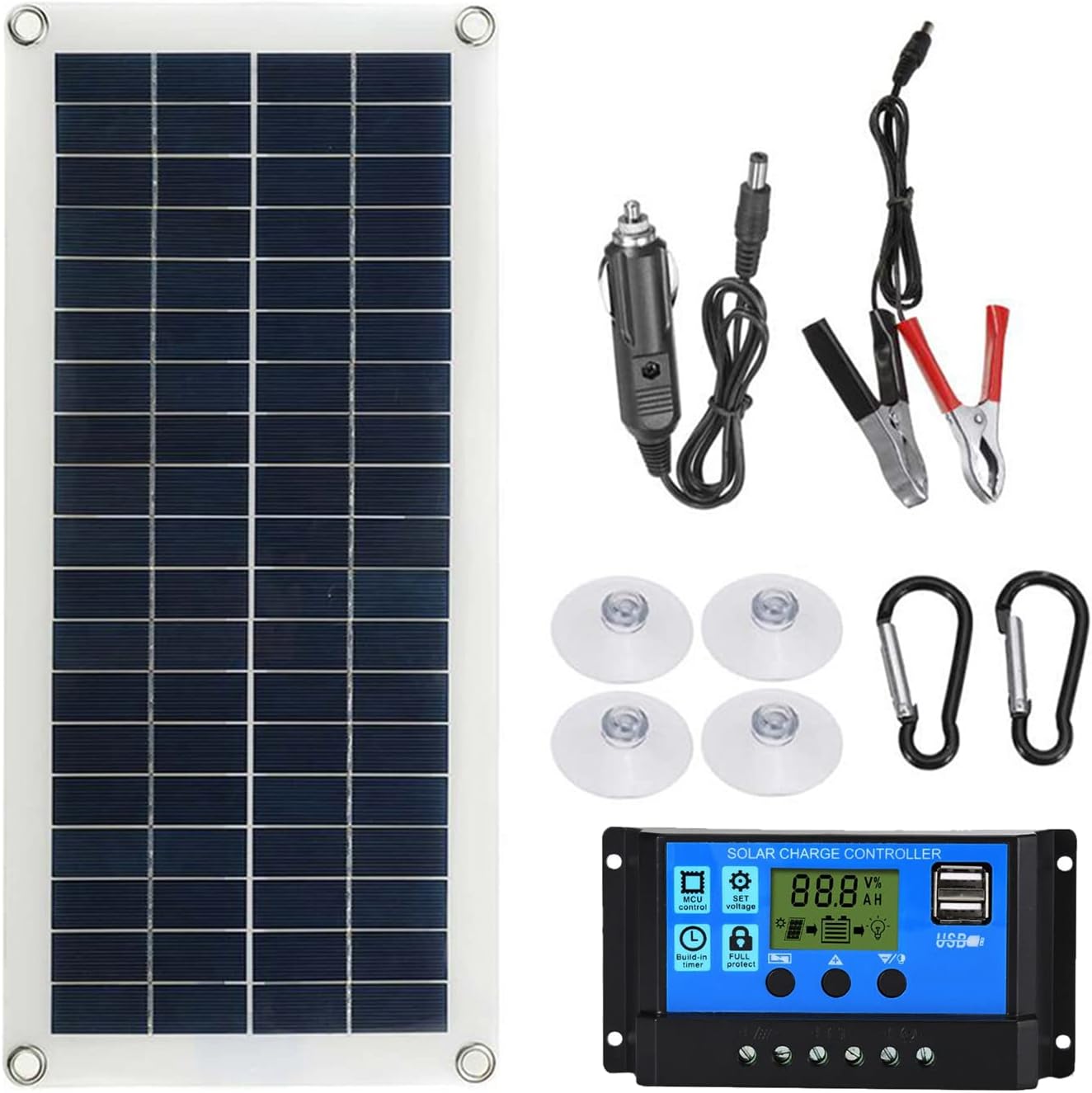 Pepisky Portable 300W Solar Flexible Panel Kit 12/24V Switch USB Charging Interface Solar d With Controller Waterproof Solar Cells for Phone RV Car