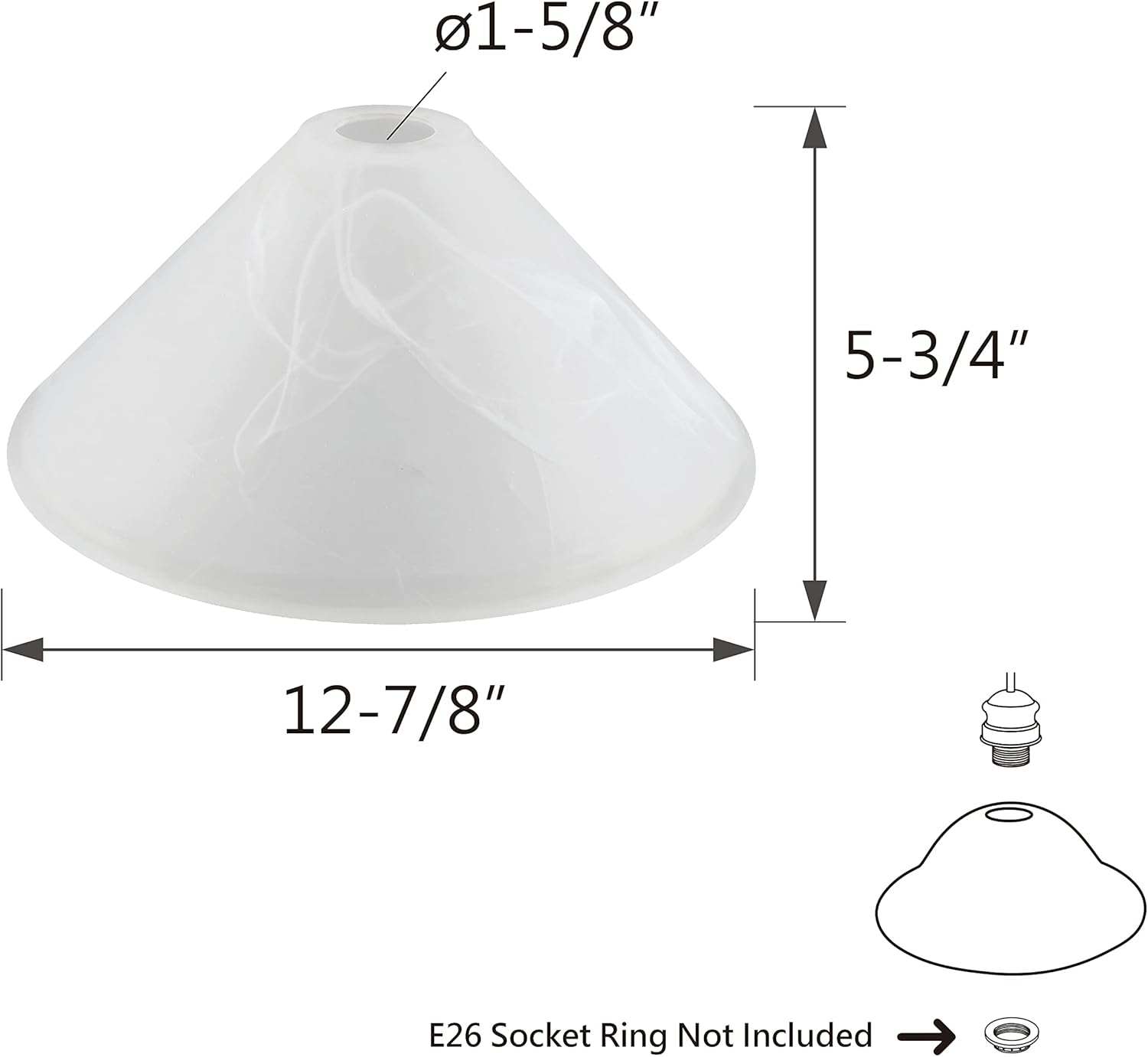 Aspen Creative 25301-64-1, Alabaster Glass Shade for Medium Base Socket Torchiere Lamp, Swag Lamp, Pendant, Island Fixture, 12-7/8" Diameter x 5-3/4" Height