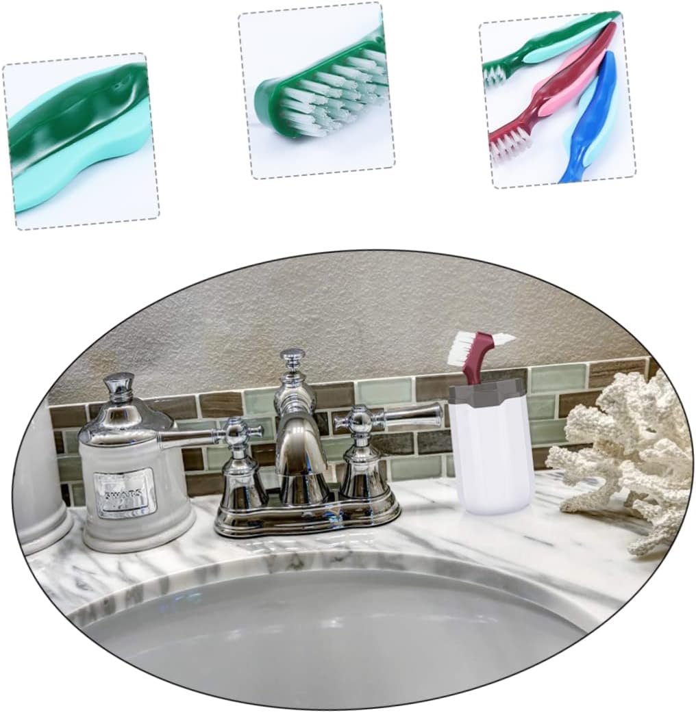 3pcs Double Ended Denture Cleaning Brush with Hard Bristles for False Teeth Care and Heads for Thorough Cleaning Durable Lightweight Toothbrushes in Red Green Blue
