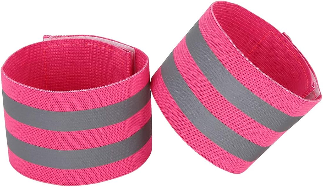 X AUTOHAUX 8 Pcs Reflective Bands for Wrist Cycling Reflective Wristbands Pink - Image 5