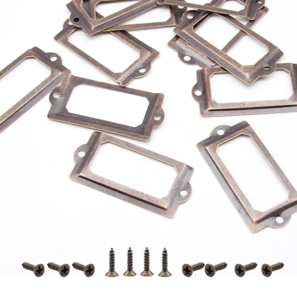 Porta Etichette 30 Pezzi, Porta Etichetta In Metallo, Con Viti, Per Cassetti, Armadi, Argento - 7