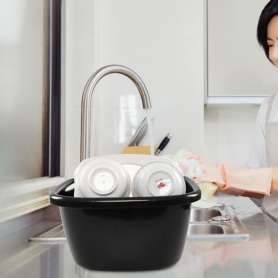 2-Pack Large Dish Pan, 18 Qt Dishwashing Basin, Black