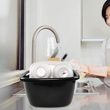 2-Pack Large Dish Pan, 18 Qt Dishwashing Basin, Black