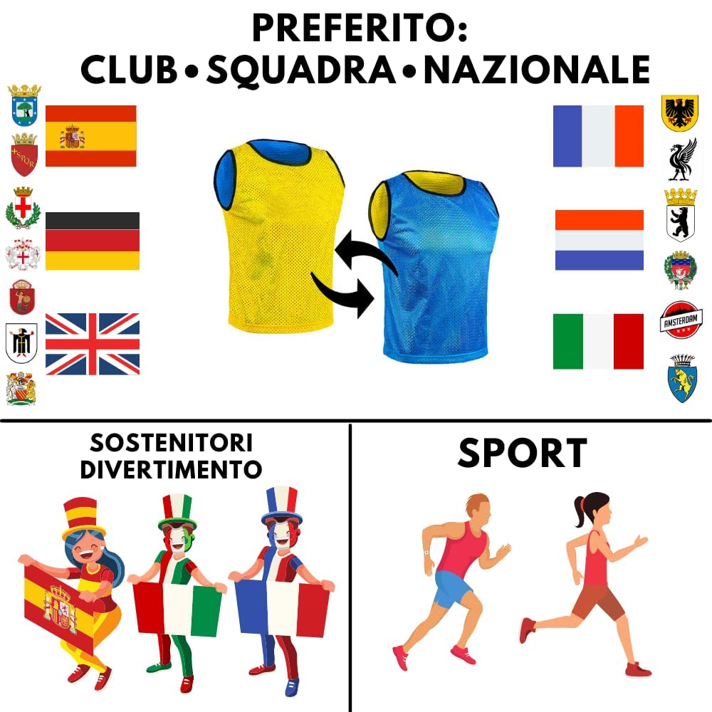 Chasuble réversible de Football - L'ensemble de 6 Gilets Double Face, Maille Scrimmage Training, Juniors et Adultes, Mêlée de Bavoirs de Sports, t-Shirt de Course Unisex S M L XL