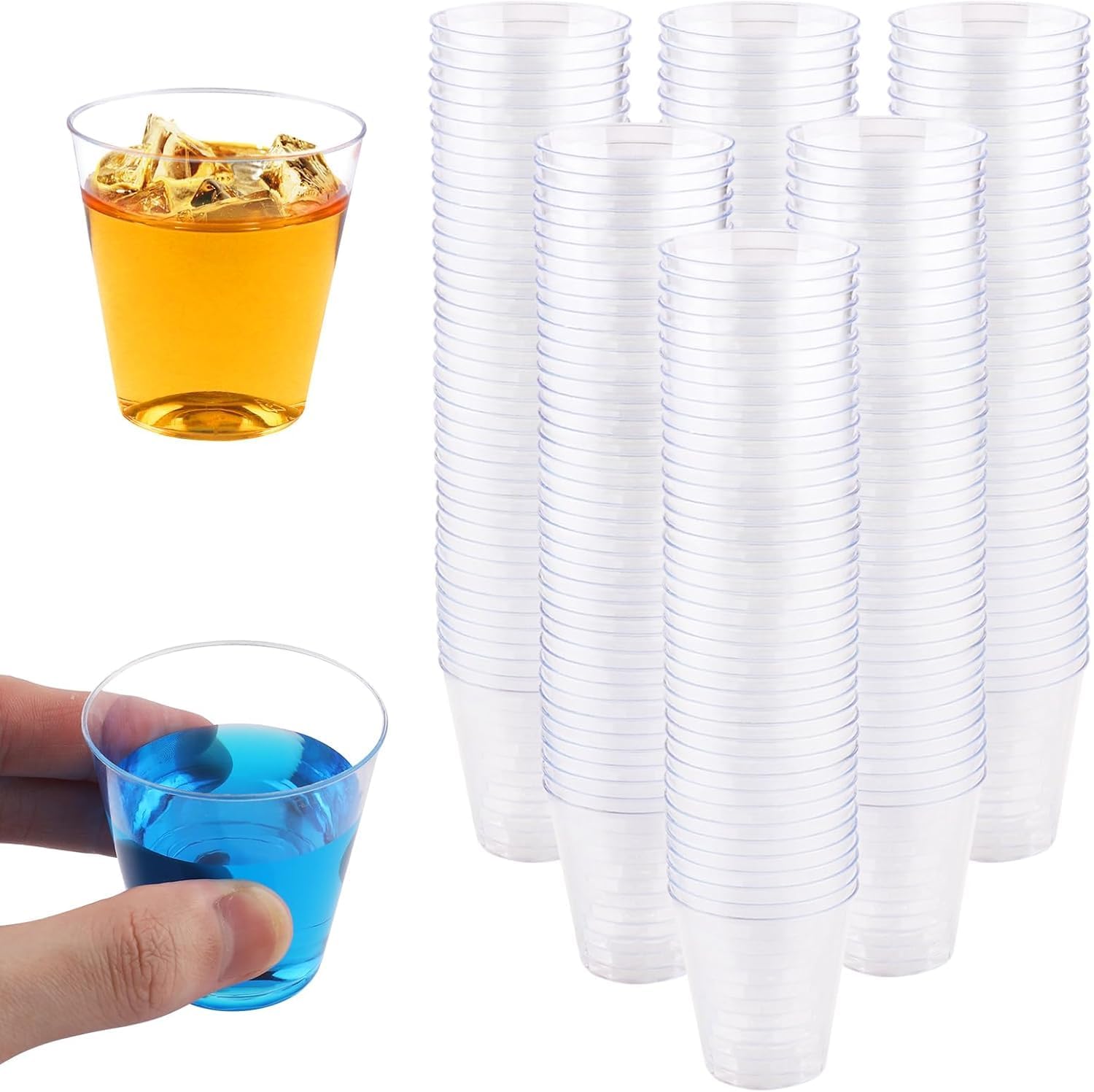 Bicchieri Plastica, 200 Pezzi Bicchieri da Liquore Trasparente 30ml Riutilizzabili per Dessert Caffè Bevande Finger Food Bicchierini da Shot per Feste Compleanni Matrimoni (Trasparente)