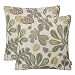 Mika Home Set of 2 Jacquard Tropical Leaf Pattern Throw Pillow Covers Decorative Pillowcase 20X20 Inches,Green Cream