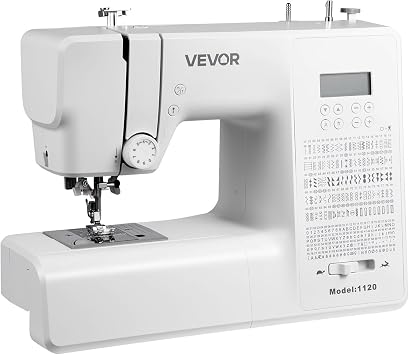 VEVOR Computerized Sewing Machine, 200 Stitch Applications, with LCD Screen, Foot Pedal and LED Light, Heavy-Duty Metal Frame, Digital Sewing Machine with Powerful Motor for Crafts and Mending