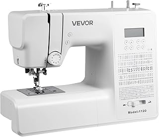 VEVOR Computernähmaschine mit 200 Stichanwendungen & LED-Bildschirm & Pedal & LED-Licht, robuster Metallrahmen, digitale Nähmaschine mit leistungsstarkem Motor zum Basteln und Ausbessern Weiß