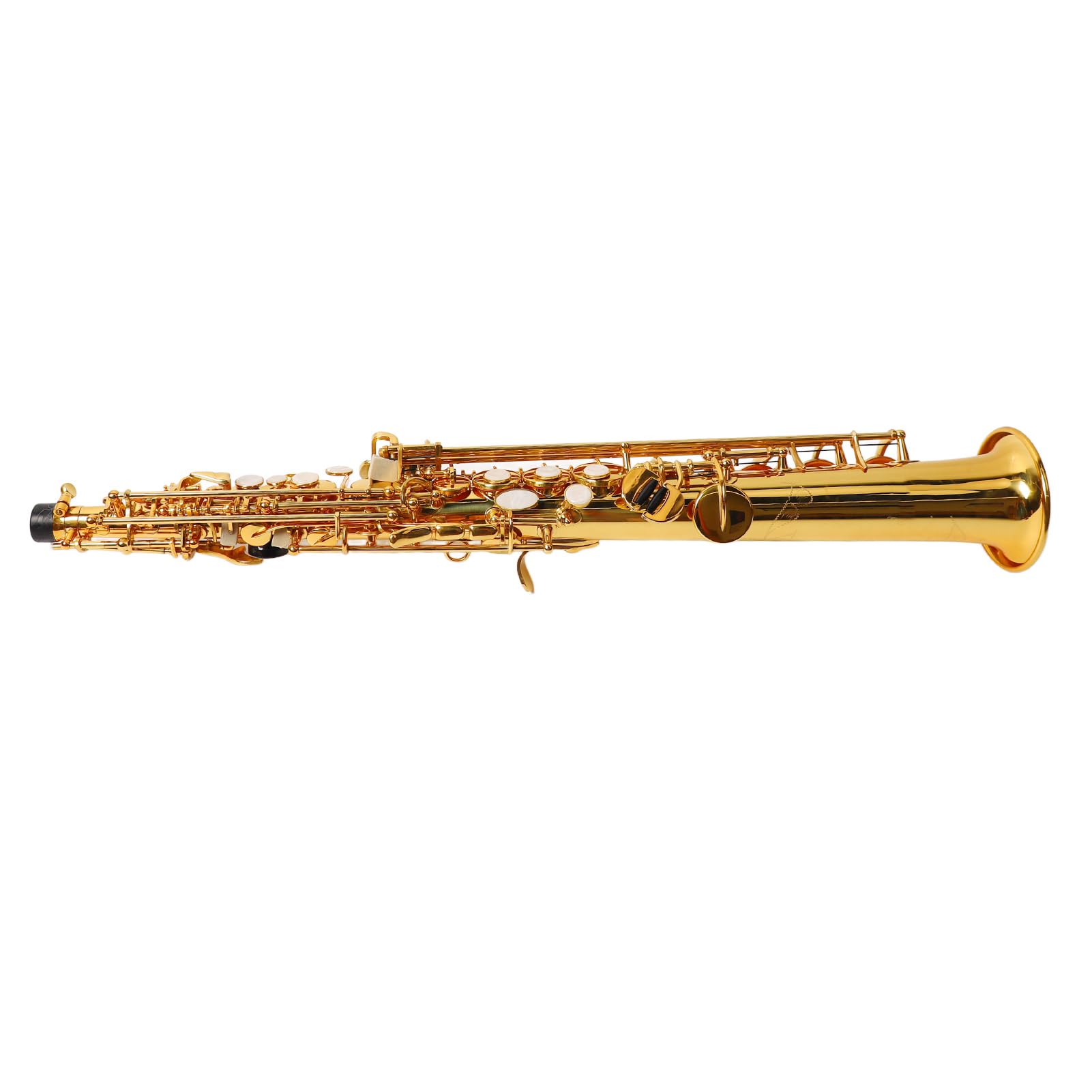 Generic Saxo Soprano, Exquisito BB BB Professional Sax Brass Talling con Herramientas de Limpieza para Ejercicio (GOLD)