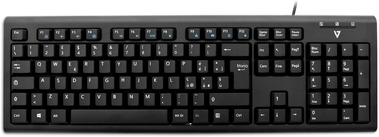 V7 KU200IT Italian Layout Wired Multimedia Keyboard - Black