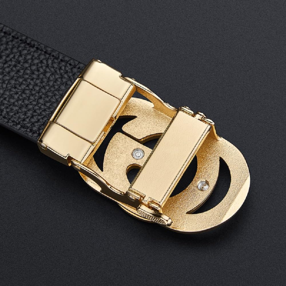 VANNANBA Mens Ratchet Belts Genuine Leather Designer Belt with Automatic Buckle Alloy Gift for Men - Image 4