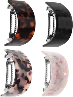 Healeved Pinzas Para Moño y Accesorios Cabello 4 Piezas Tamaño Mediano Diseño De Leopardo Para Mujer Colores Negro, Marrón Oscuro, Marrón Claro y Rosa Para Uso Diario y Eventos