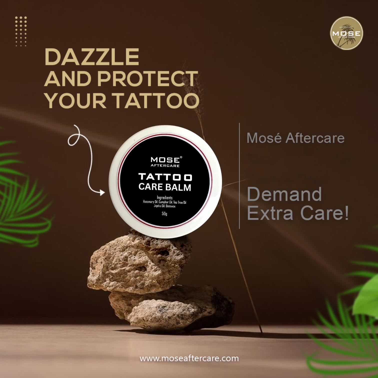 Mose Aftercare Tattoo Care Balm (50g) With Beeswax, Natural Essentials Oils & Fragrance. 100% Organic & Hand Made Tattoo Care Balm 4