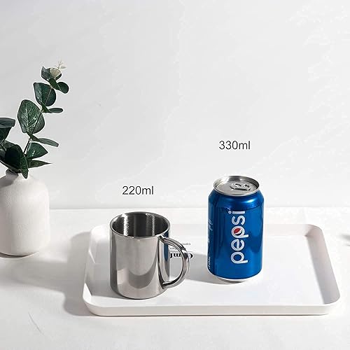 Miniatura 4 de IMEEA 7.5oz/7.4 fl oz tazas de té de camping tazas de té de doble pared de acero inoxidable 13.5oz/13.5 fl oz tazas de café