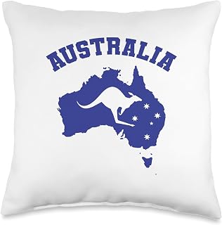 Australia continent country Oceania dollar Australia with Kangaroo and map Throw Pillow, 16x16, Multicolor