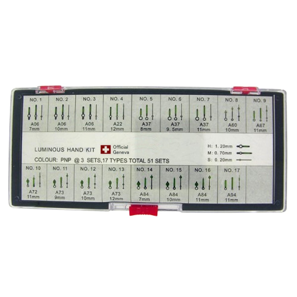 17 Sets moderne Uhrzeiger mit Leuchtfarbe silber ML17 von BULLONGÈ