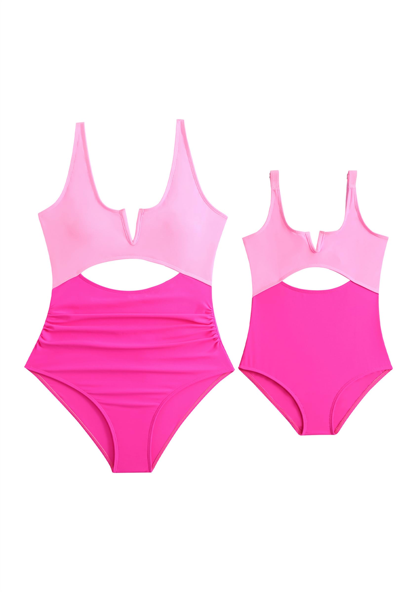 TYQQU Mommy and Me Cozy V Neck Beachwear Ruched Tummy Control Swimsuits Soft Vacation Swimwear Pk 2-3 Years