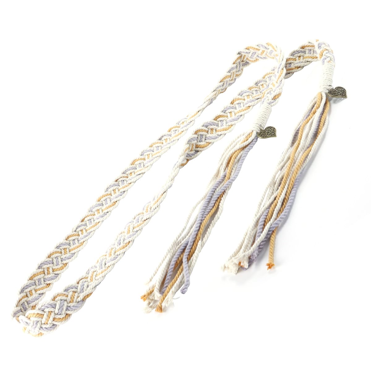 Orivin Rustic Wedding Handfasting Cord – Celtic Pattern Lasso with Pendants & Traditional Lazos Design in Otton Tone(Earthy yellow)