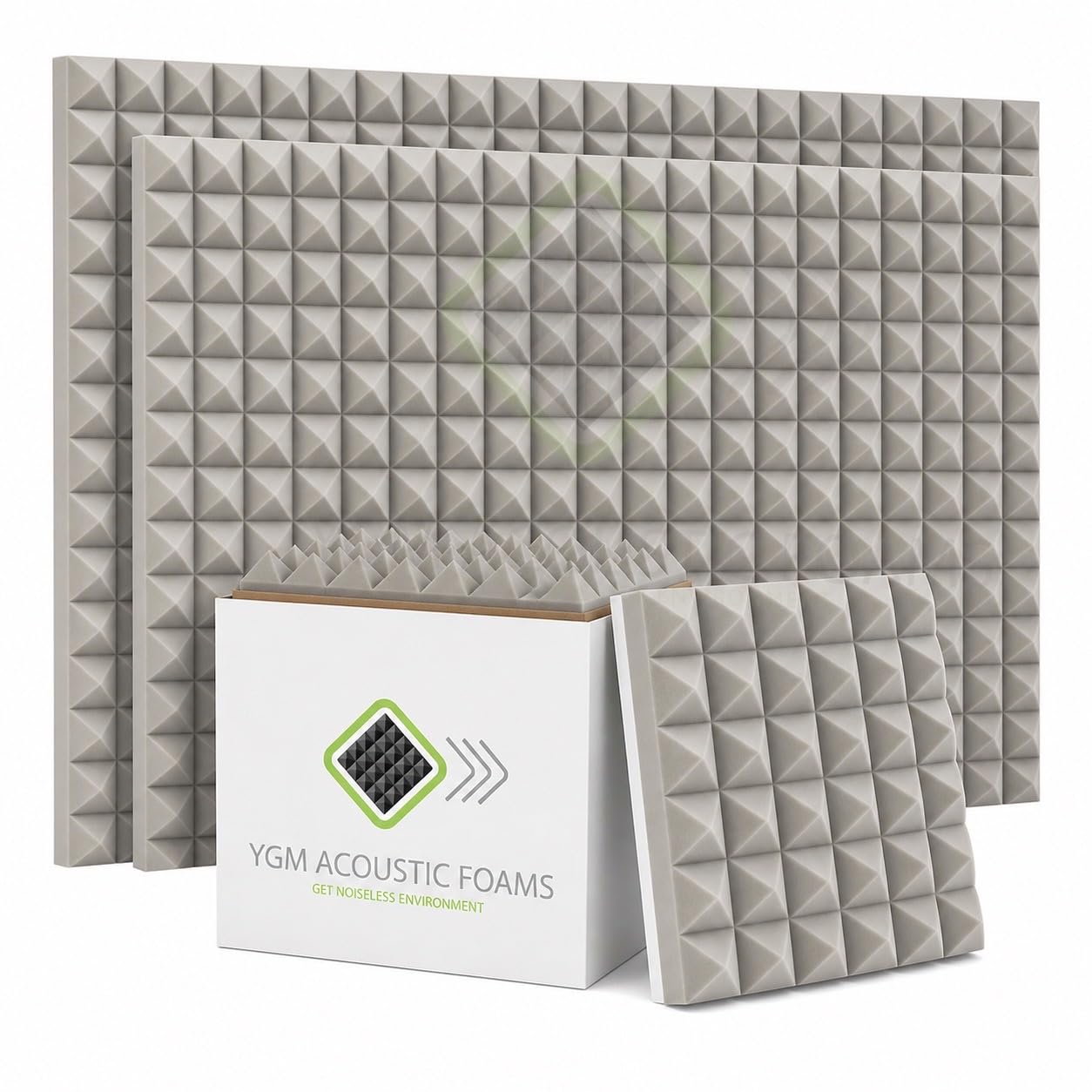 YGM Acoustic Foams® Pyramid Acoustic Panels 12″×12″×2″ Thick | 38 Density Acoustic Foams for Echo Reduction & Sound Absorption | Sound Proof Foam for Room & Studio | Charcoal Black, Set of 18 — Amazon image 13