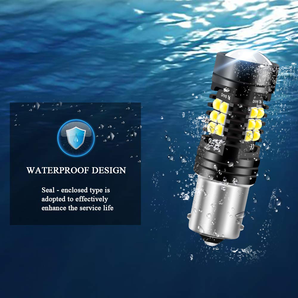 2X 1156 BA15S P21W bombilla LED luz de freno del coche luz de estacionamiento luz trasera luz antiniebla trasera 21SMD 3030 chip diseño de doble lente luz LED impermeable 12V-blanco