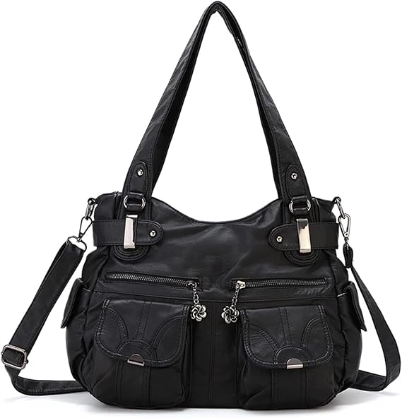FANDARE Handtas voor dames, PU-leer, schoudertas, waterdicht, hengseltassen voor reizen, winkelen, werken, grijs, Large, Modieus FANDARE Handtas voor dames, PU-leer, schoudertas, waterdicht, hengseltassen voor reizen, winkelen, werken, grijs, Large, Modieus