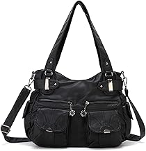 FANDARE Large Shoulder Bags Women Shoulder Bag Waterproof Messenger Bag PU Leather for Shopping Party School Travel Crossbody Hobo Bag, Black, Hobo