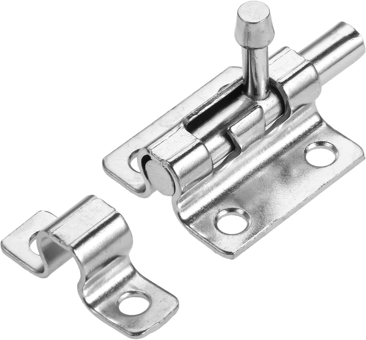 Door Lock Latch,Sliding Door Latch, Latches Latch Bolt Sliding Door Lock Safety Gate Metal Case Window Latch Silver Decor Furniture